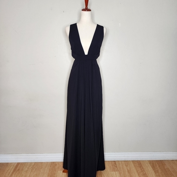 Jill Stuart Plunge neck Black Maxi Halter Dress Size 4 - Picture 1 of 13